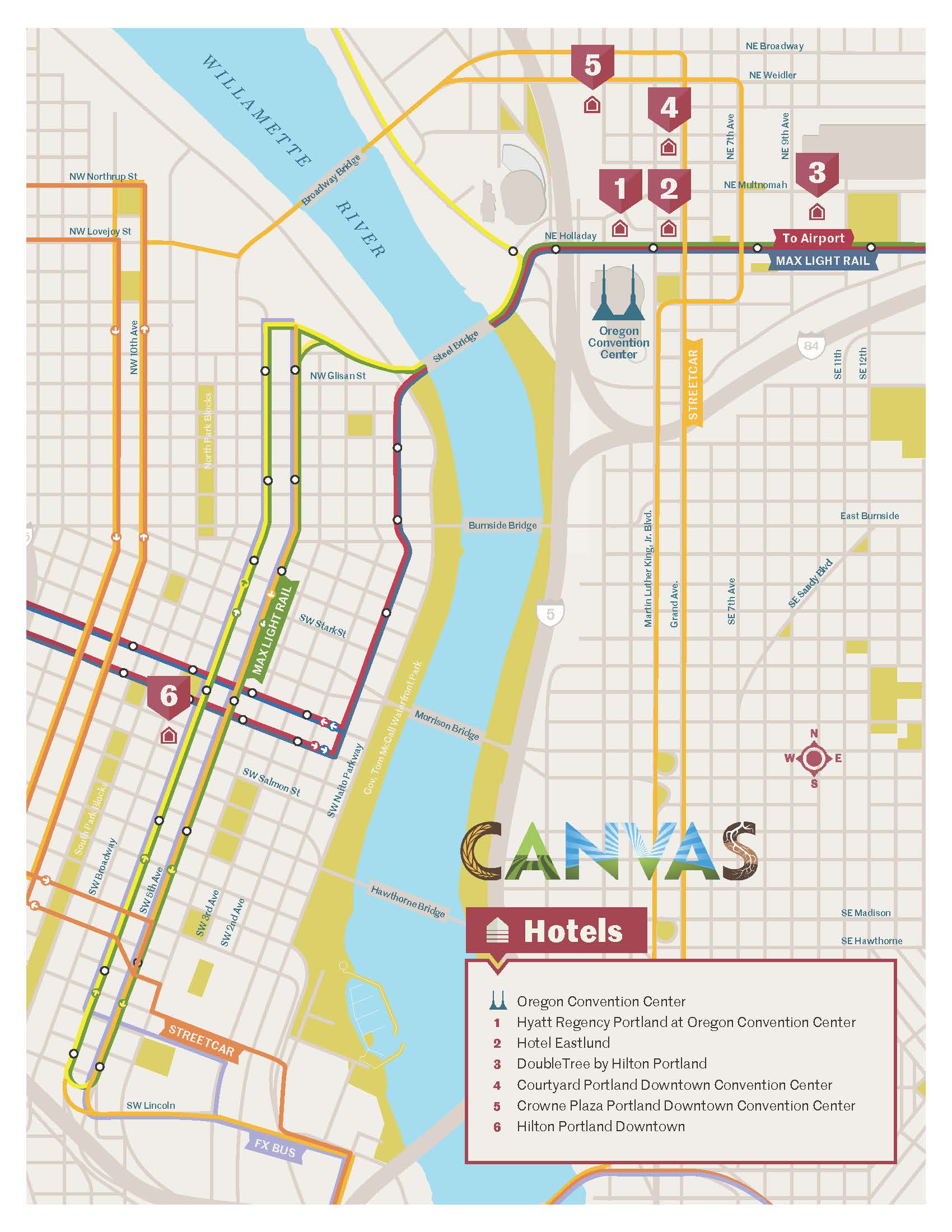 Map of Portland Hotels near CANVAS 2026