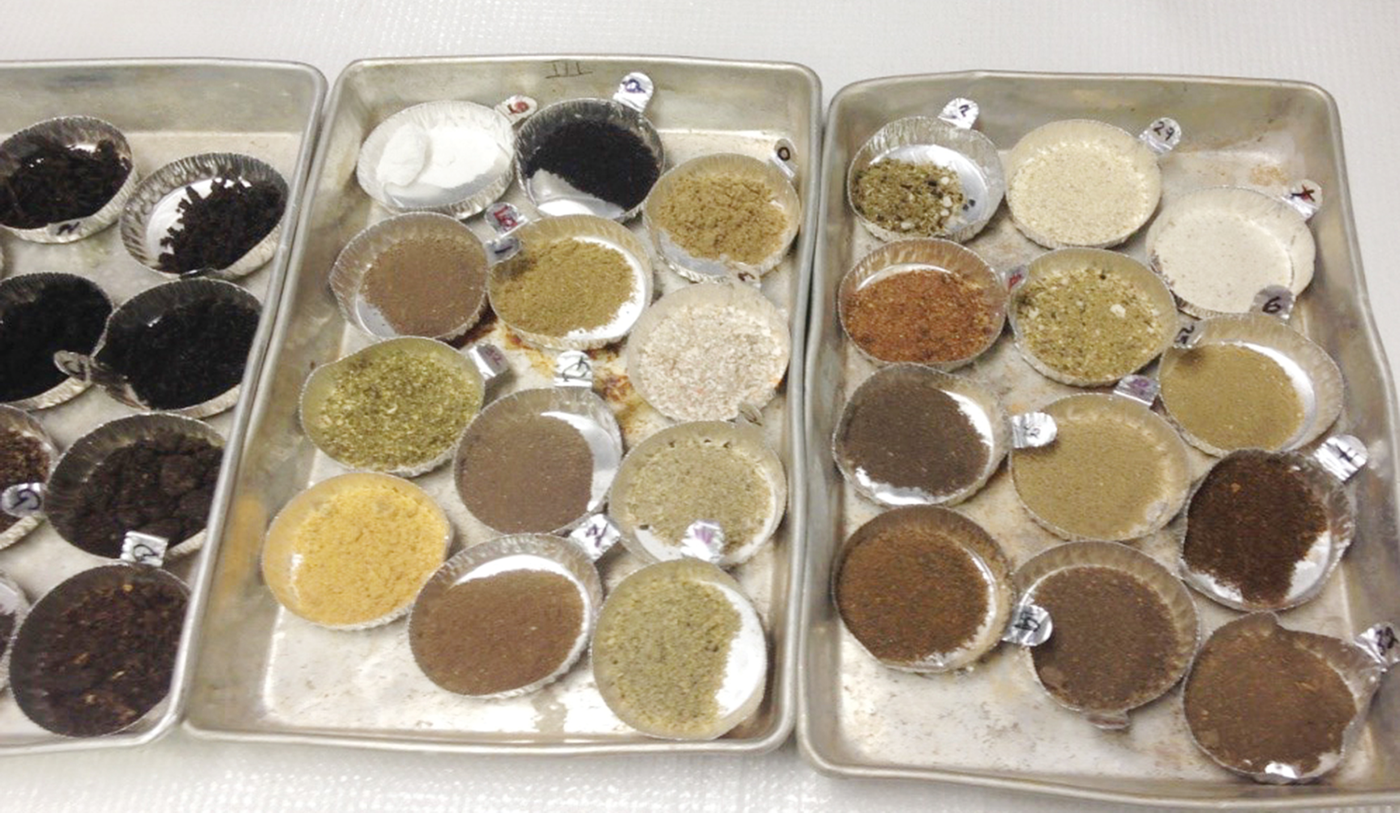 Picture of poultry litters, composts, and fertilizers prior to characteristic analysis used in the incubation study.