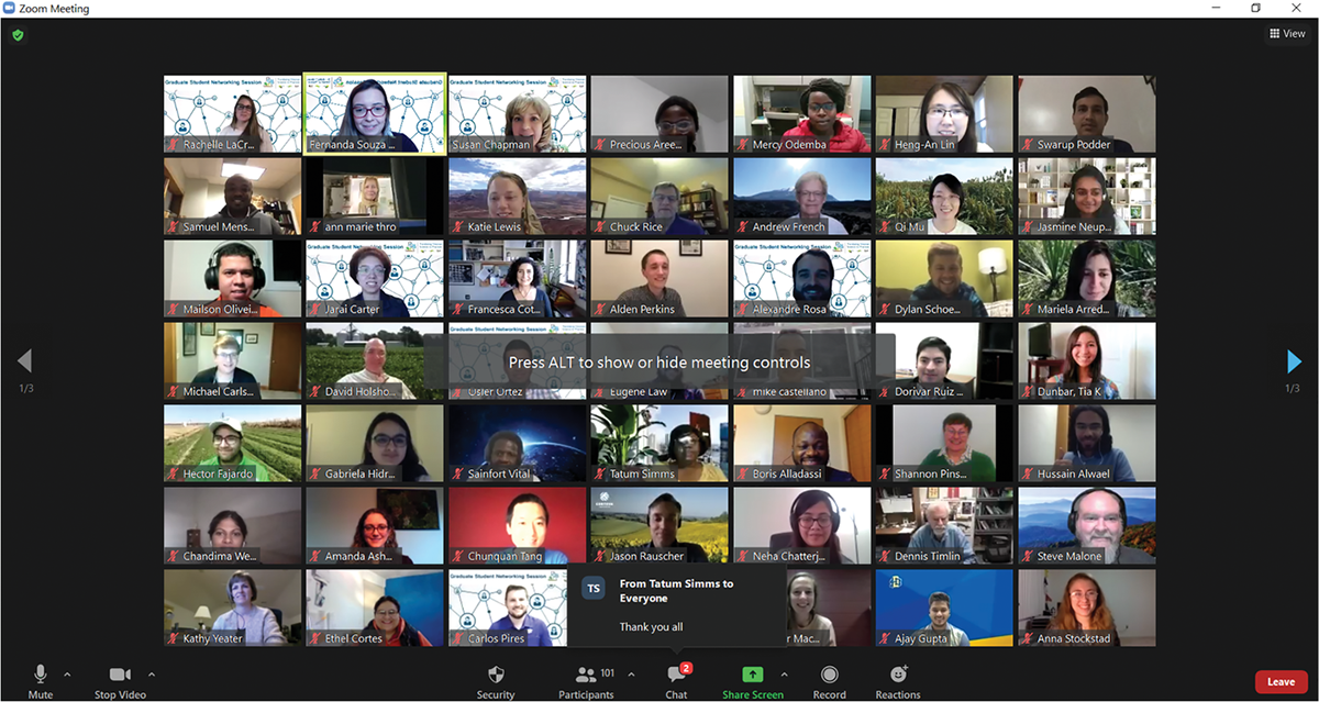 More than 110 students and mentors from academia, industry, and government met to learn networking tips at the Virtual Networking Session hosted by the ASA, CSSA, and SSSA Graduate Student Committee during this year’s virtual Annual Meeting.