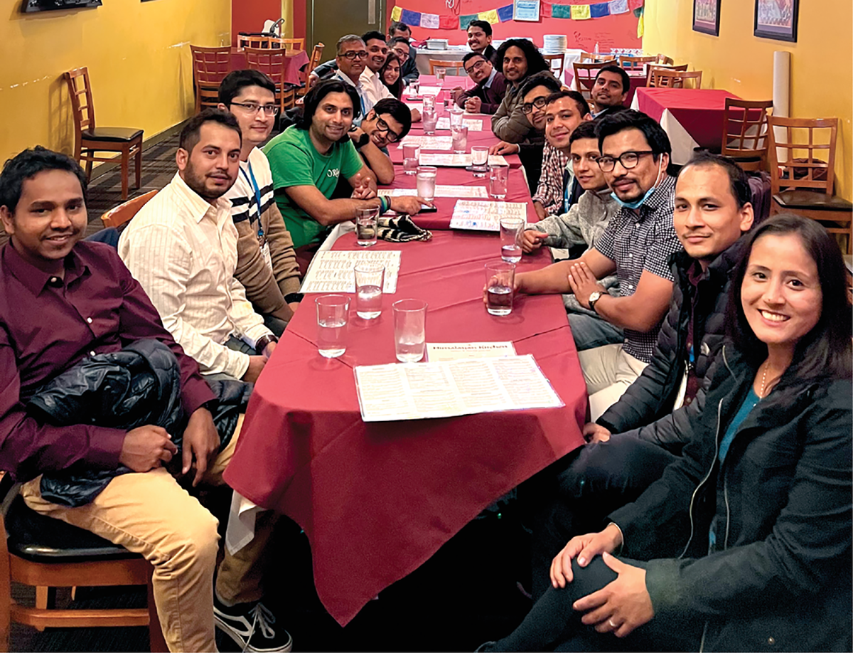 Members of the Specialty Group of Students and Scientists of Nepali Origin at a get-together dinner after the group meeting in Salt Lake City, UT, 2021.