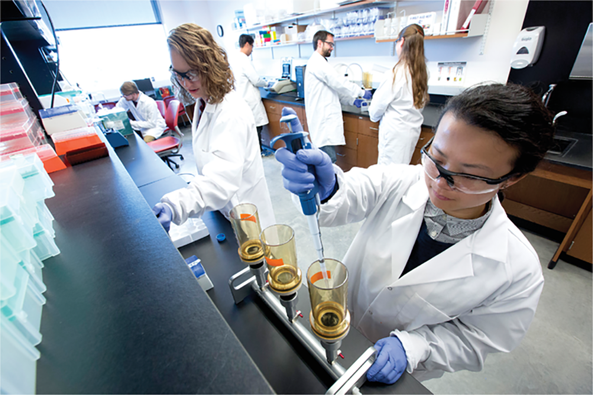 Students in the department of Agricultural and Biosystems Engineering at Iowa State University. Photo courtesy of Iowa State University of Science and Technology on behalf of University Relations.