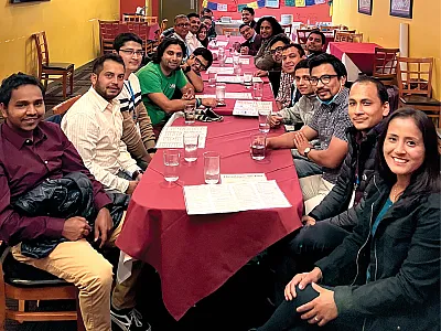 Members of the Specialty Group of Students and Scientists of Nepali Origin at a get-together dinner after the group meeting in Salt Lake City, UT, 2021.