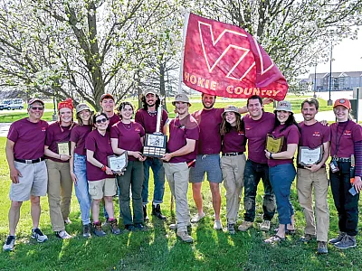 irginia Tech finished first in the 2022 National Collegiate Soils Contest. From l to r: Coach John Galbraith, Clare Tallamy, Kate Johnson, Carmen Curry, Adam Devlin, Tessa Naughton-Rockwell, Zach Gesa, Peter Arnold, Bernie Frantz, Liz Eroshenko, Alex Greehan, Coach Jaclyn Fiola, Ben Atkins, and Madison Norris.