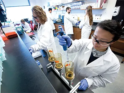 Students in the department of Agricultural and Biosystems Engineering at Iowa State University. Photo courtesy of Iowa State University of Science and Technology on behalf of University Relations.