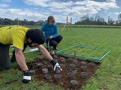 Sebastián Bravo Peña, first author on the study and Ph.D. candidate in the Soil Physics and Land Management Group (SLM) at Wageningen University & Research, taking soil samples with Dr. Dorota Dec, collaborator on the project from the Institute of Agricultural Engineering and Soils (IIAS) at the Austral University of Chile. Image courtesy of Dr. José Dörner, IIAS.