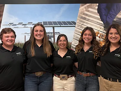 The 2026 national officers for SASES, the undergraduate program of ASA, CSSA, and SSSA. L to r: Austin Wilson, Emma Kuhl, Amelia Meng, Raena Stierwalt, and Emma Smith. 