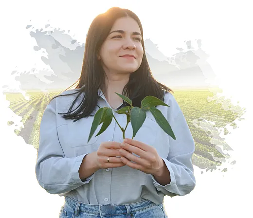 Woman holding plant material