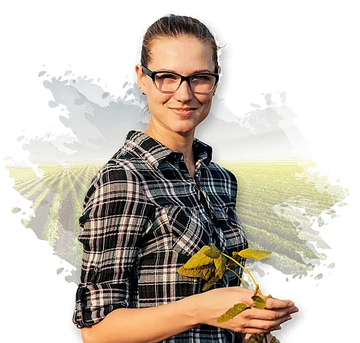 Woman holding a plant stem